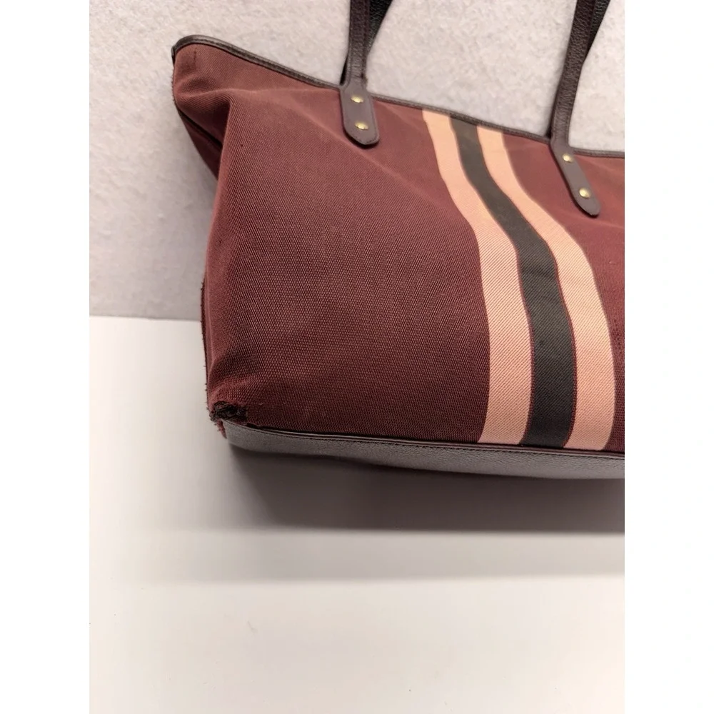 COACH Horse & Carriage Jacquard City Tote Oxblood Pink Varsity Stripe 69645